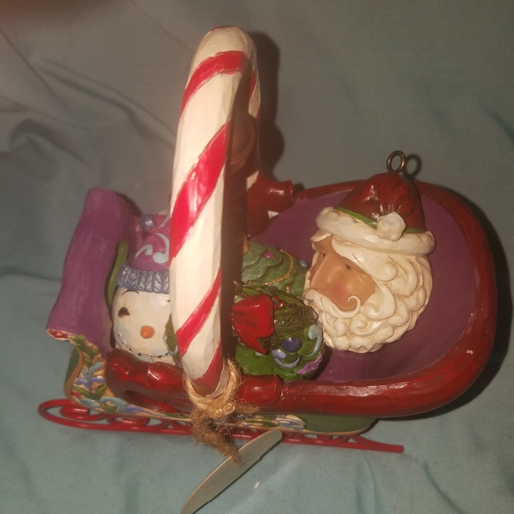 Jim Shore "Heartwood Creek" Christmas Sleigh With 4 Ornaments By Enesco